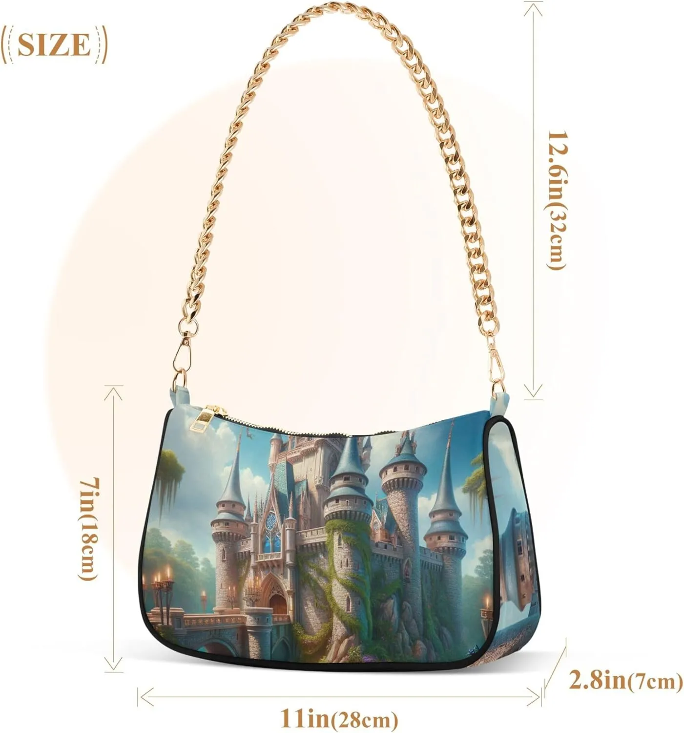 Fantasy Mermaid under Sea Tote Bag Purse Hobo Tote Bag Womens Vintage Handbags Chain Small Shoulder Bag