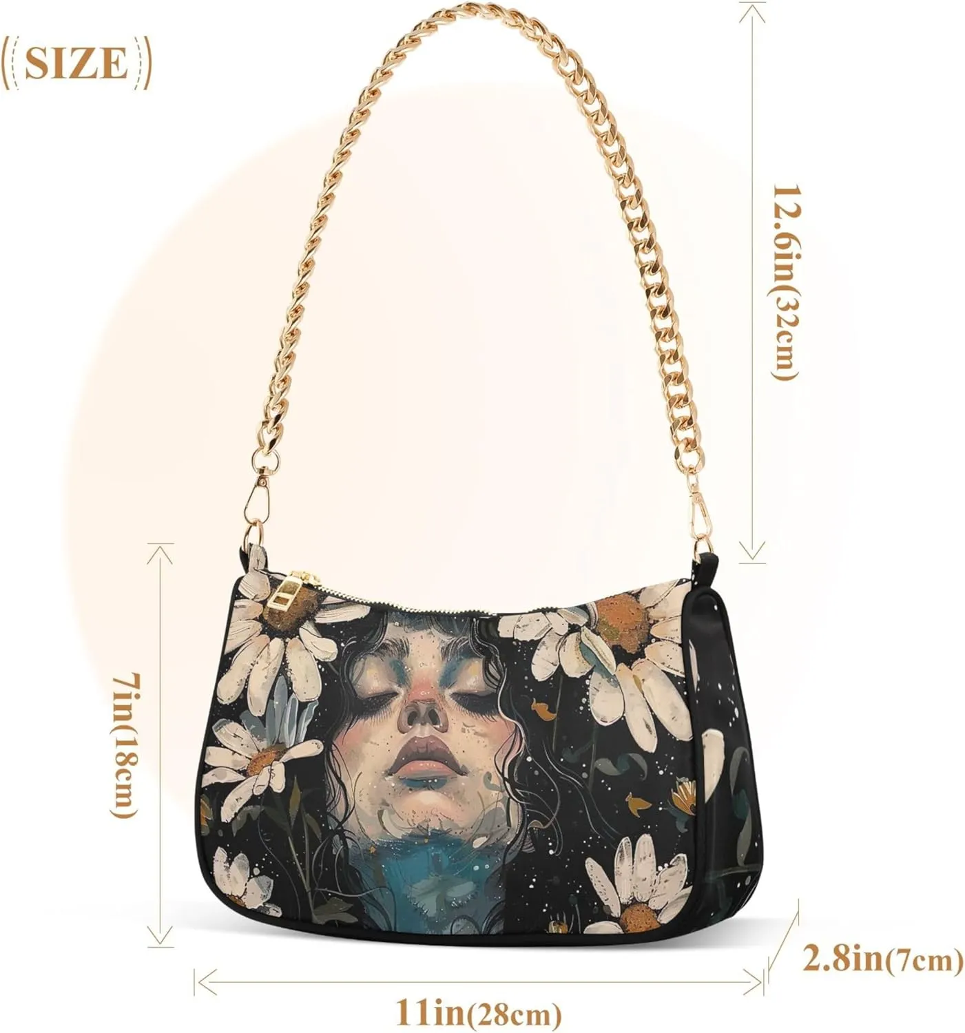 Fantasy Mermaid under Sea Tote Bag Purse Hobo Tote Bag Womens Vintage Handbags Chain Small Shoulder Bag