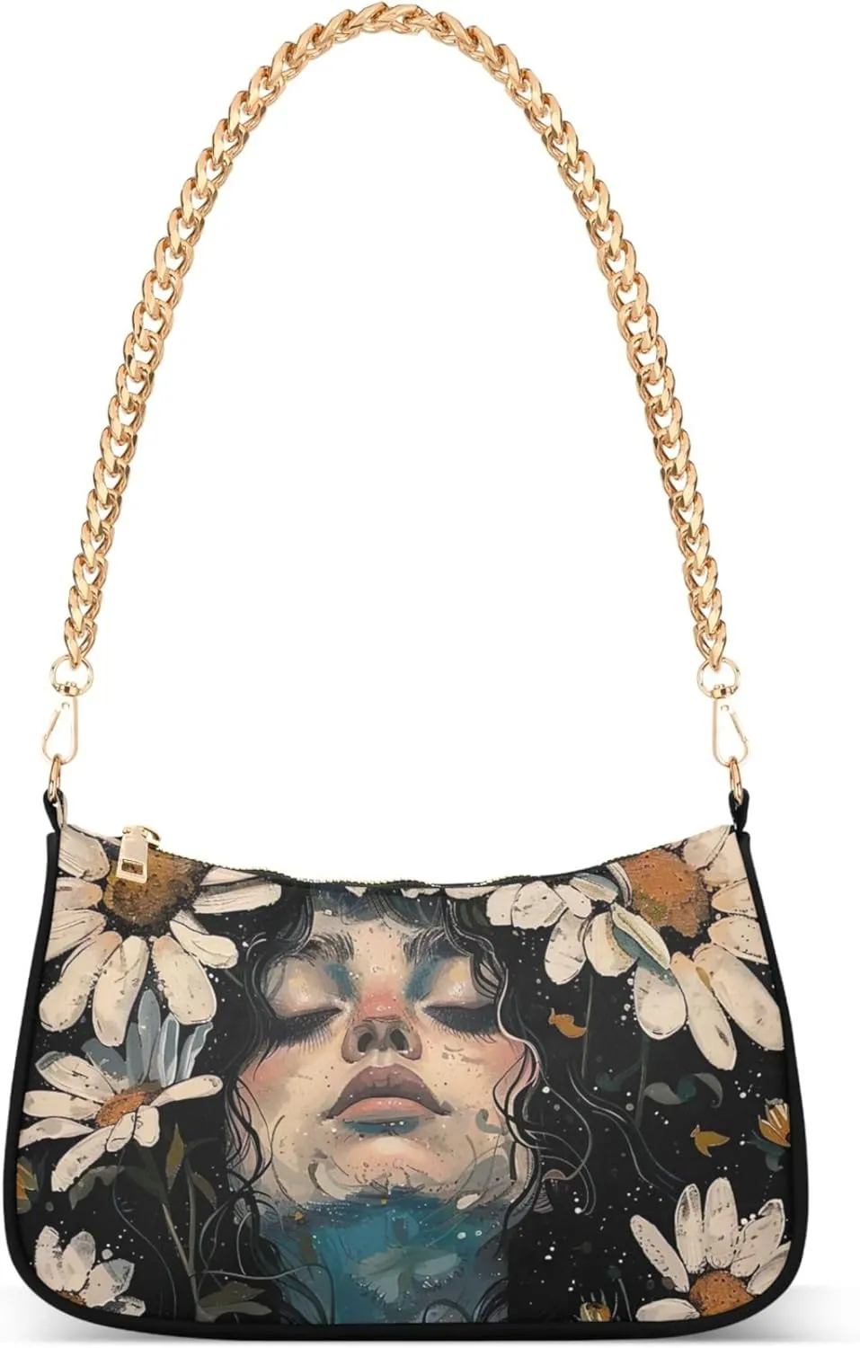Fantasy Mermaid under Sea Tote Bag Purse Hobo Tote Bag Womens Vintage Handbags Chain Small Shoulder Bag