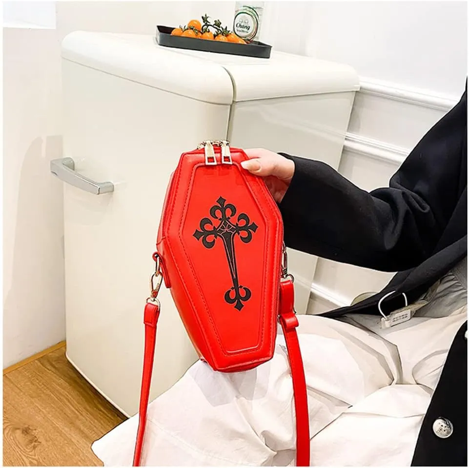 Fashion Coffin Bags for Women Gothic Purse Shoulder Bag Girls Funny halloween purses and handbags Crossbody Bag