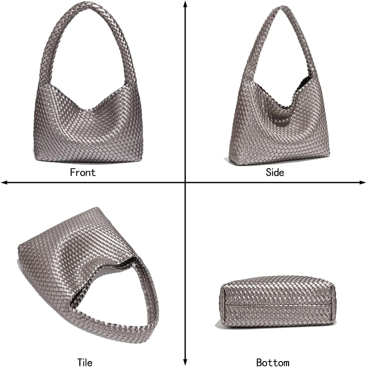 Fashion Designer Handbags and Purses, Women Shoulder Bag, Casual Hand Woven Shopping Tote Hobo, Ladies Underarm Bags