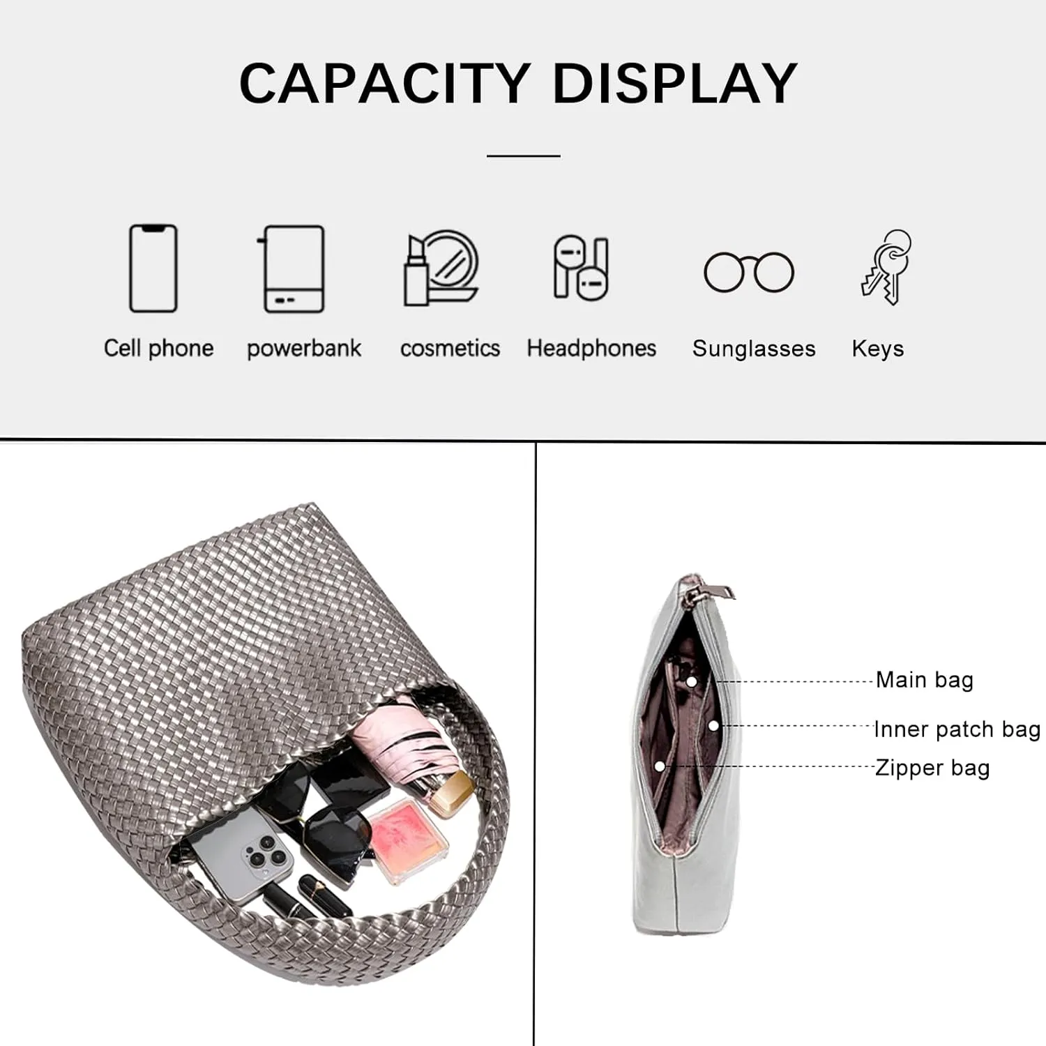 Fashion Designer Handbags and Purses, Women Shoulder Bag, Casual Hand Woven Shopping Tote Hobo, Ladies Underarm Bags