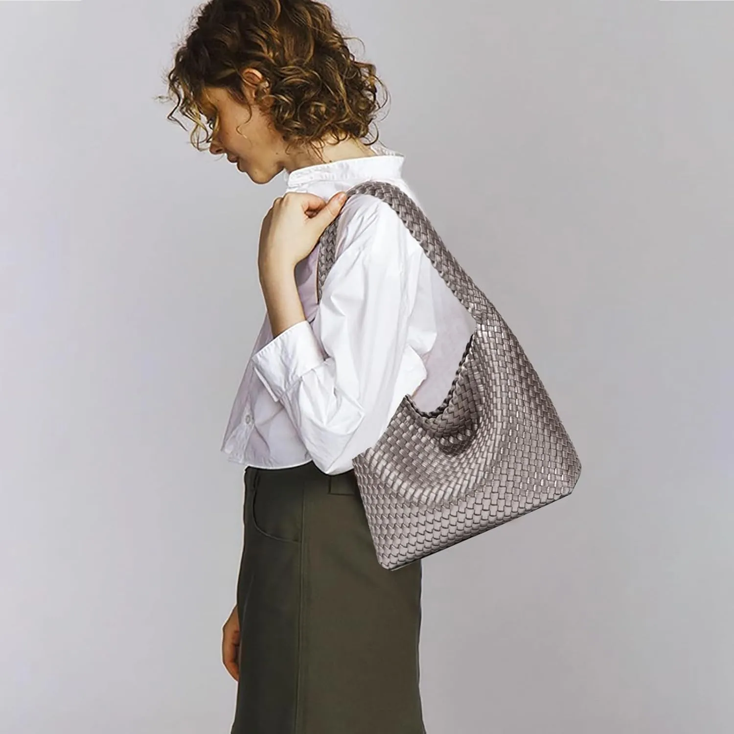 Fashion Designer Handbags and Purses, Women Shoulder Bag, Casual Hand Woven Shopping Tote Hobo, Ladies Underarm Bags