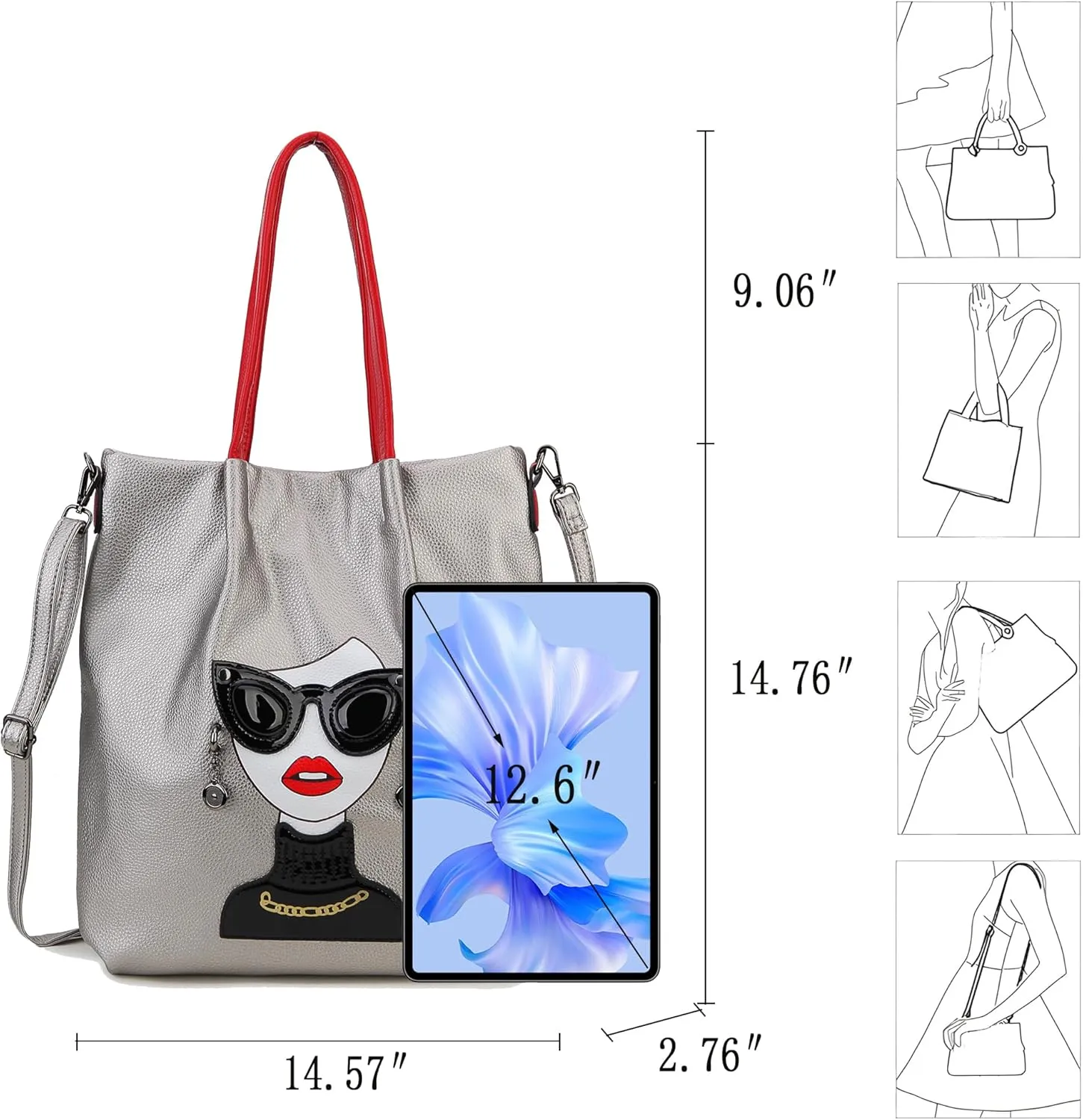 Fashion Purses for Women Novelty Lady Face Top Handle Satchel Handbags Funky Shoulder Bag Tote Bag