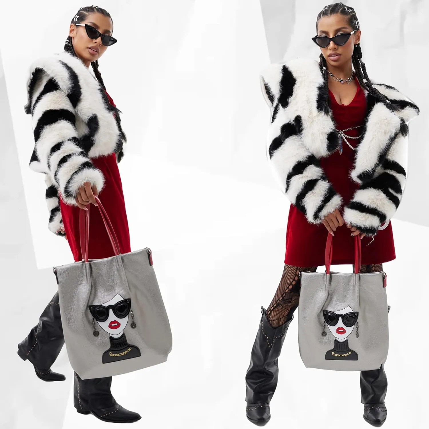 Fashion Purses for Women Novelty Lady Face Top Handle Satchel Handbags Funky Shoulder Bag Tote Bag