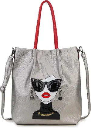 Fashion Purses for Women Novelty Lady Face Top Handle Satchel Handbags Funky Shoulder Bag Tote Bag