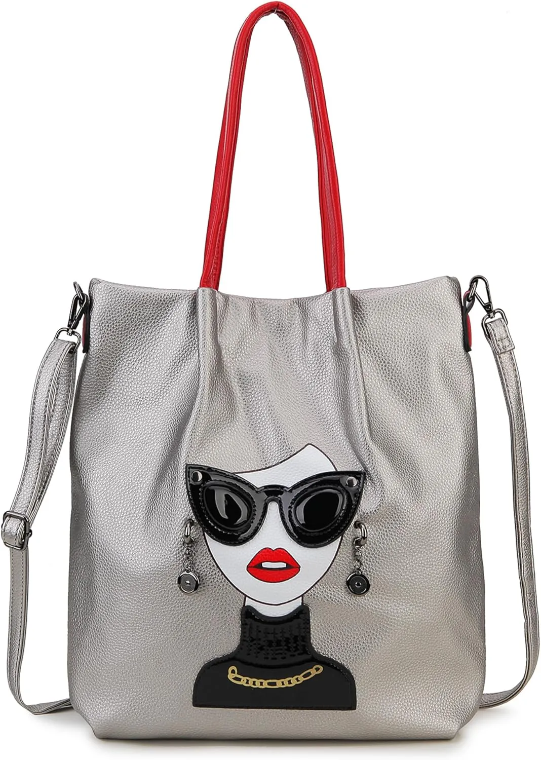 Fashion Purses for Women Novelty Lady Face Top Handle Satchel Handbags Funky Shoulder Bag Tote Bag
