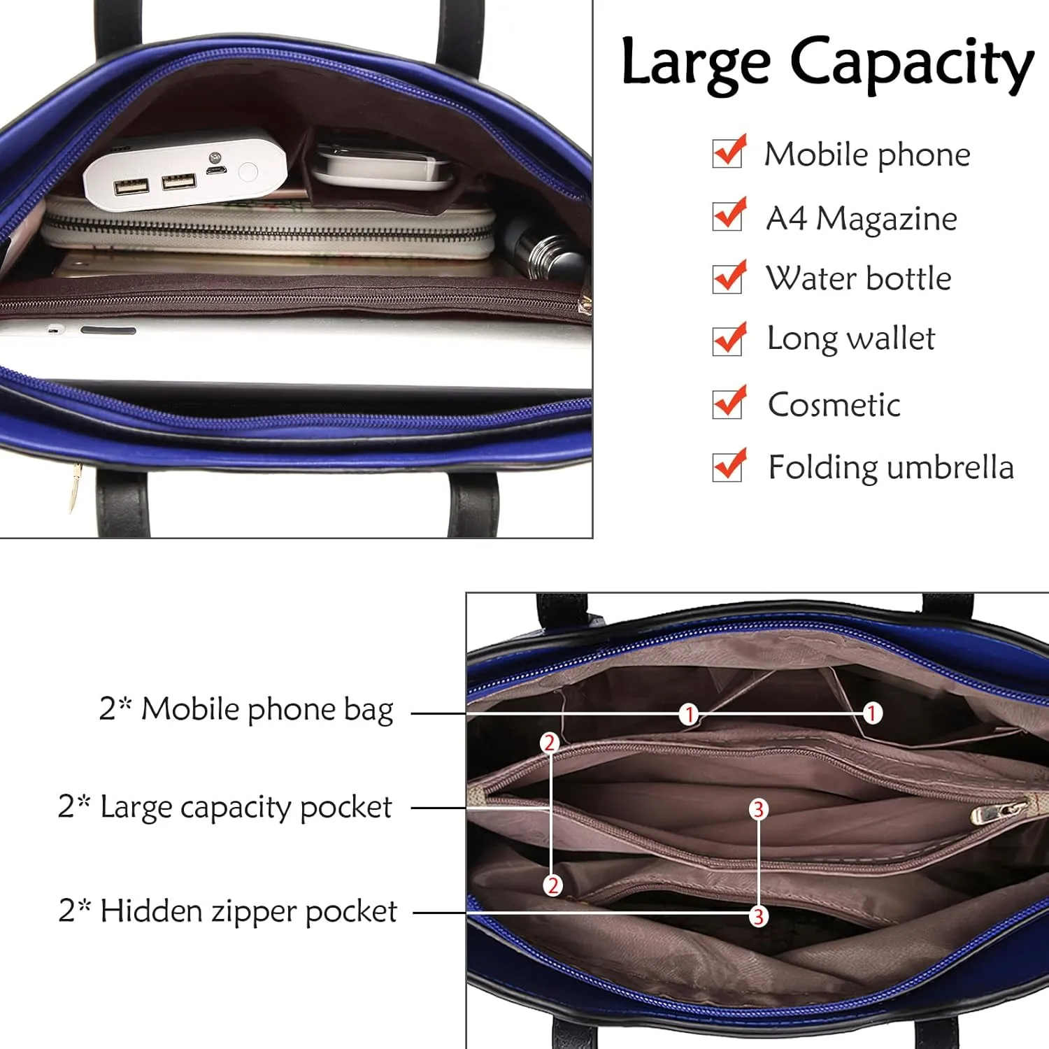 Fashion Women Handbags Set 2 Pcs Large Shoulder Bag Multifunctional
