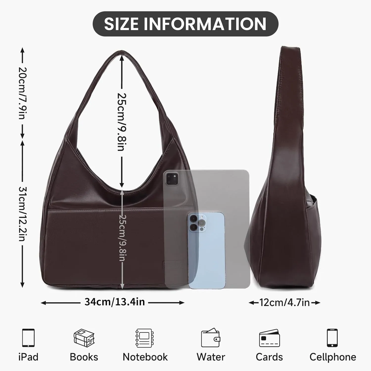 Faux Leather Tote Bag, Shoulder Bag for Women Satchel Handbag Crossbody Soft Women's Hobo Handbags