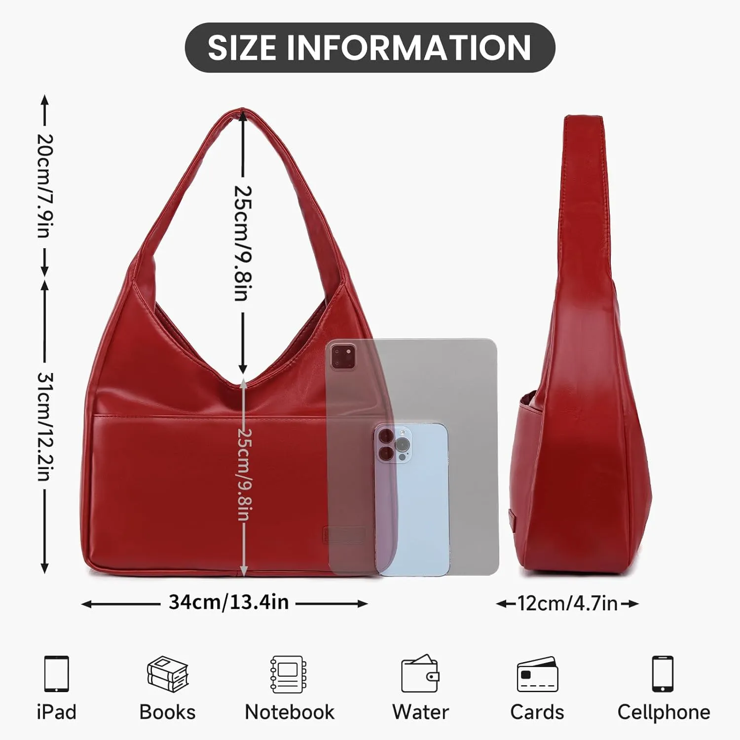 Faux Leather Tote Bag, Shoulder Bag for Women Satchel Handbag Crossbody Soft Women's Hobo Handbags