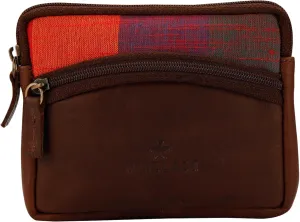 FINELAER Leather Coin Pouch Purse Wallet Change Pocket Size Holder Zipper For Men & Women (Ginger Bread)