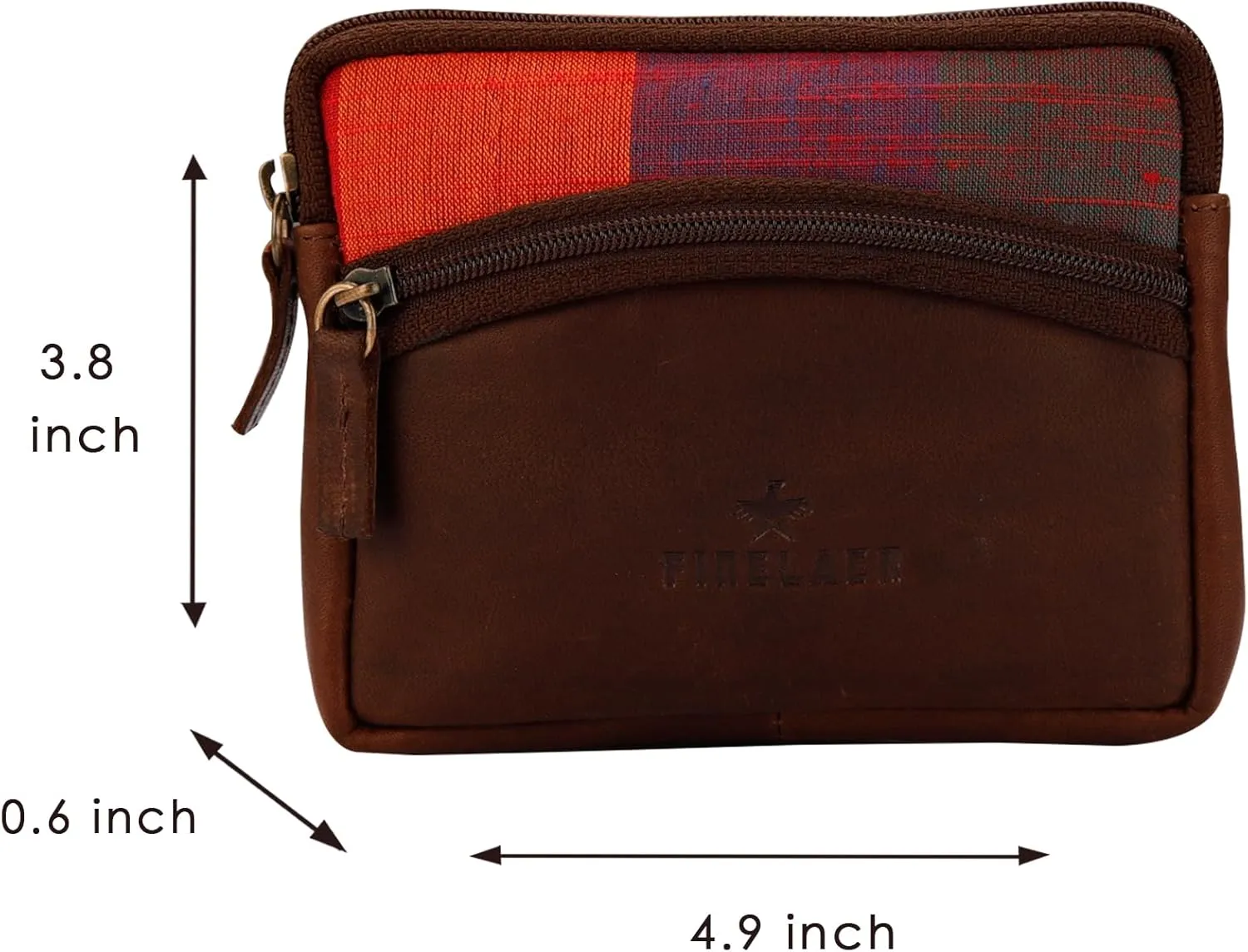 FINELAER Leather Coin Pouch Purse Wallet Change Pocket Size Holder Zipper For Men & Women (Ginger Bread)
