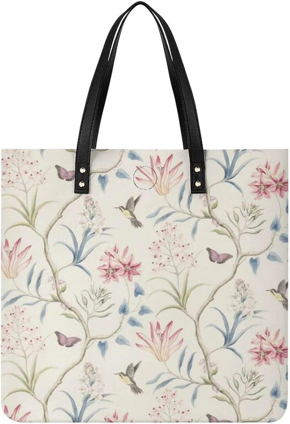 Floral Bird Tropical Paradise Hawaii Leather Handbag with Large Space, Fashionable Handbag