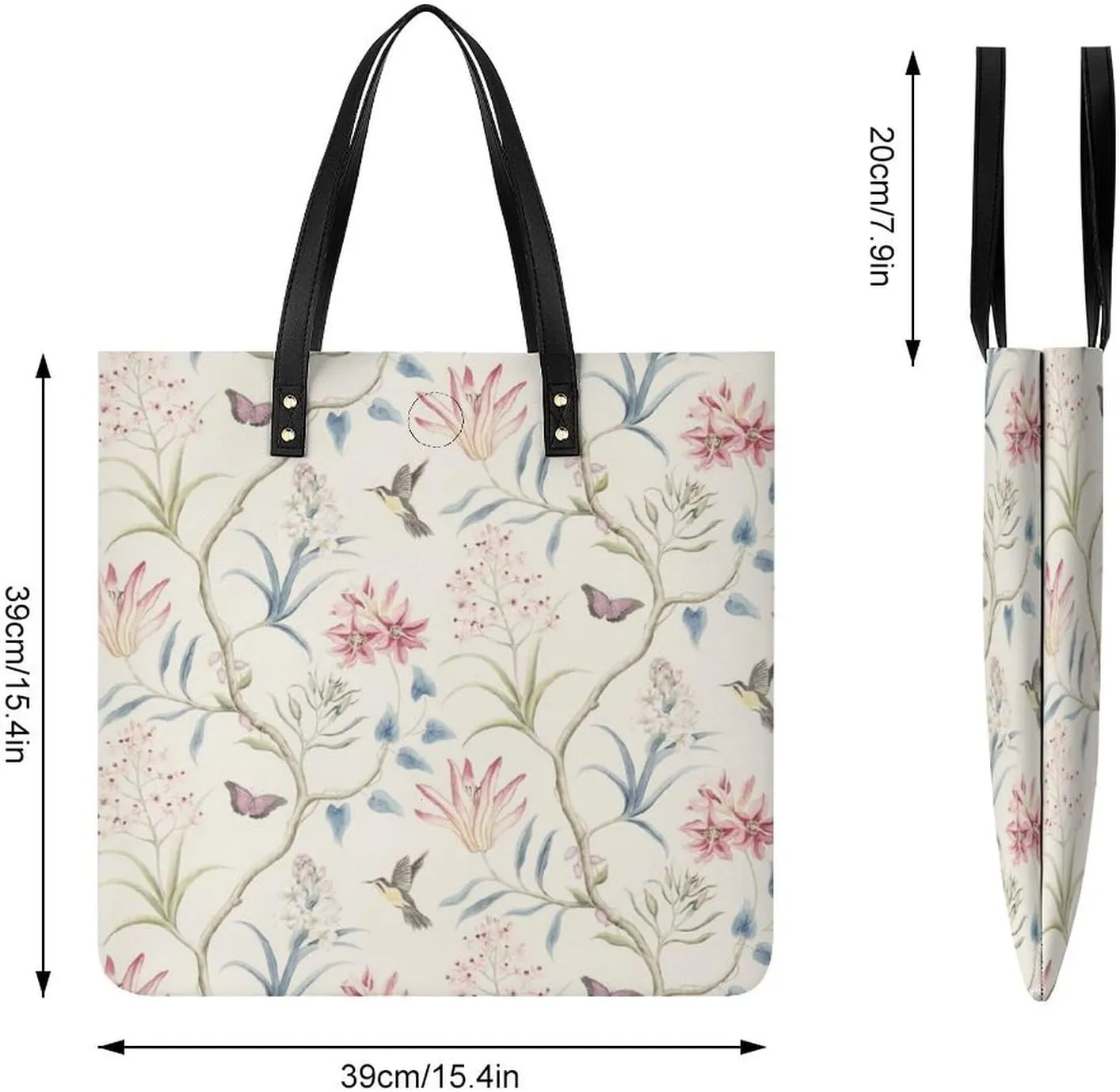 Floral Bird Tropical Paradise Hawaii Leather Handbag with Large Space, Fashionable Handbag
