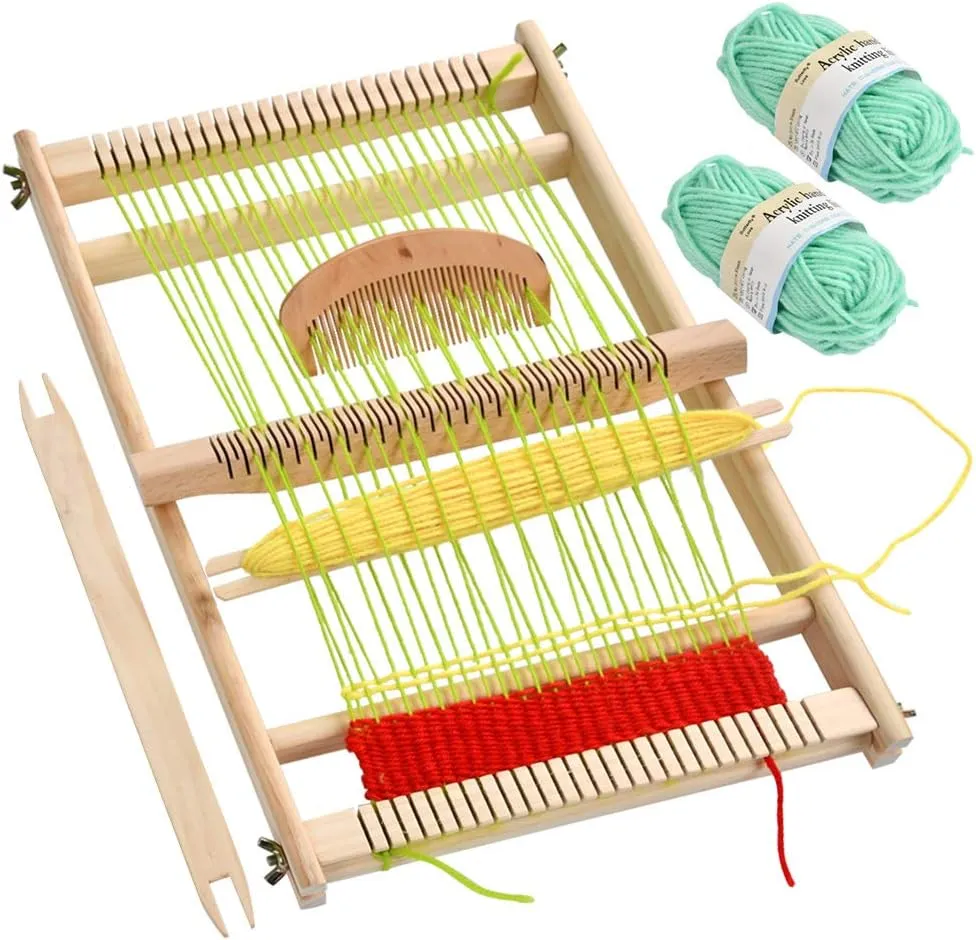 FOCCTS Wooden Multi-Craft Weaving Loom Large Frame 9.84 x 15.35 x 1.3inch, Tapestry Loom Wooden Weaving Loom Creative DIY Weaving Art for Kids, Beginners and Expertsrt