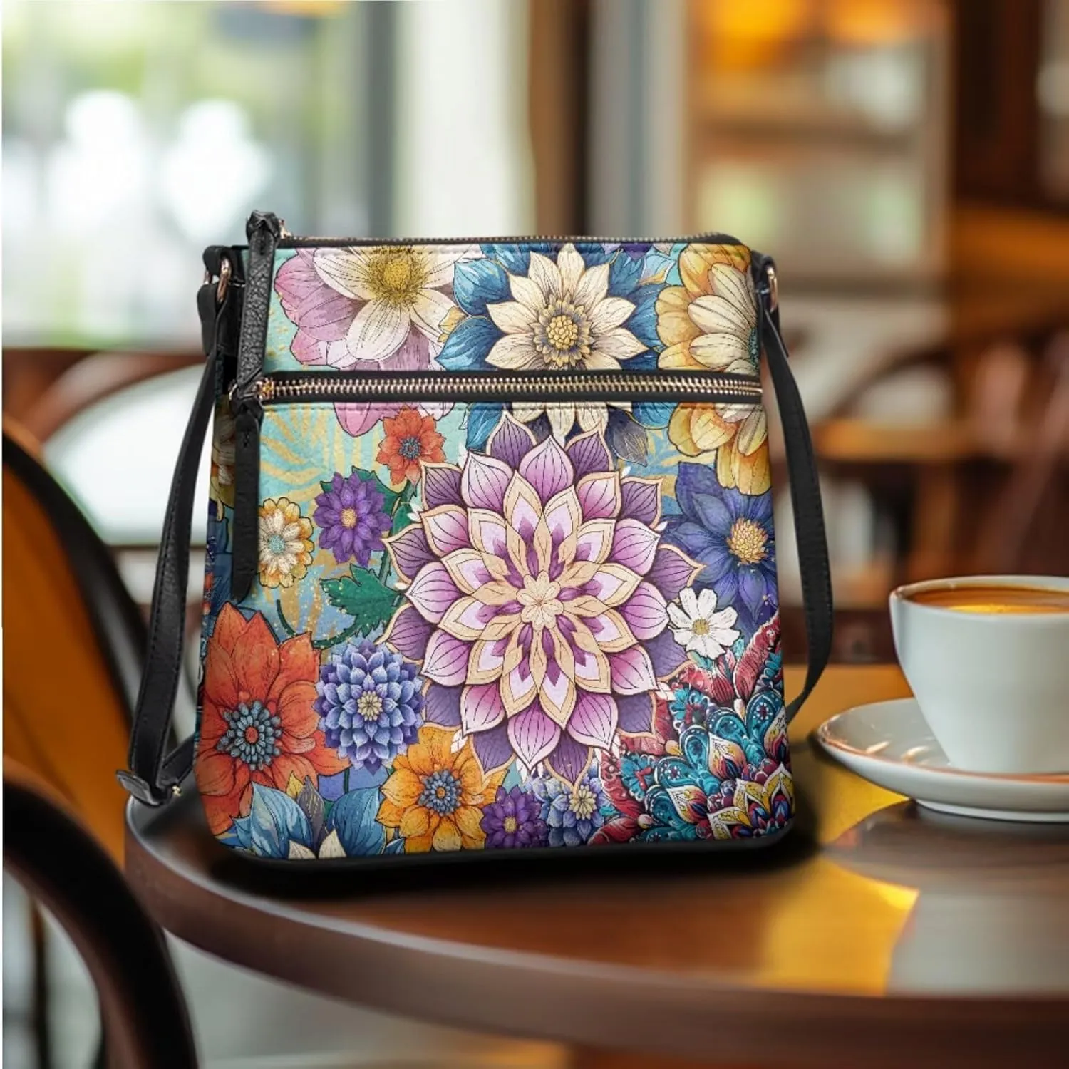FOR U DESIGNS Leather Crossbody Bags for Women Trendy Travel Shoulder Satchel Handbags Zipper Closure Purse and Wallet Set