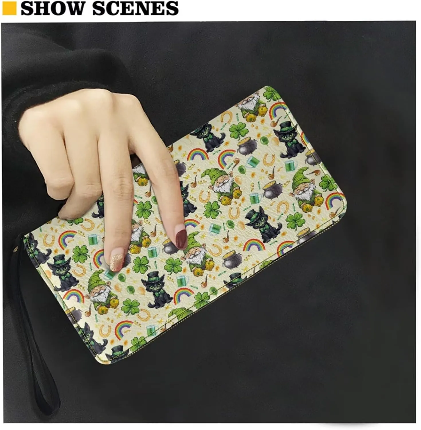 FOR U DESIGNS St. Patrick's Day Green Leaves Crossbody Bags for Women Leather Shoulder Handbags Matching Wallet Set