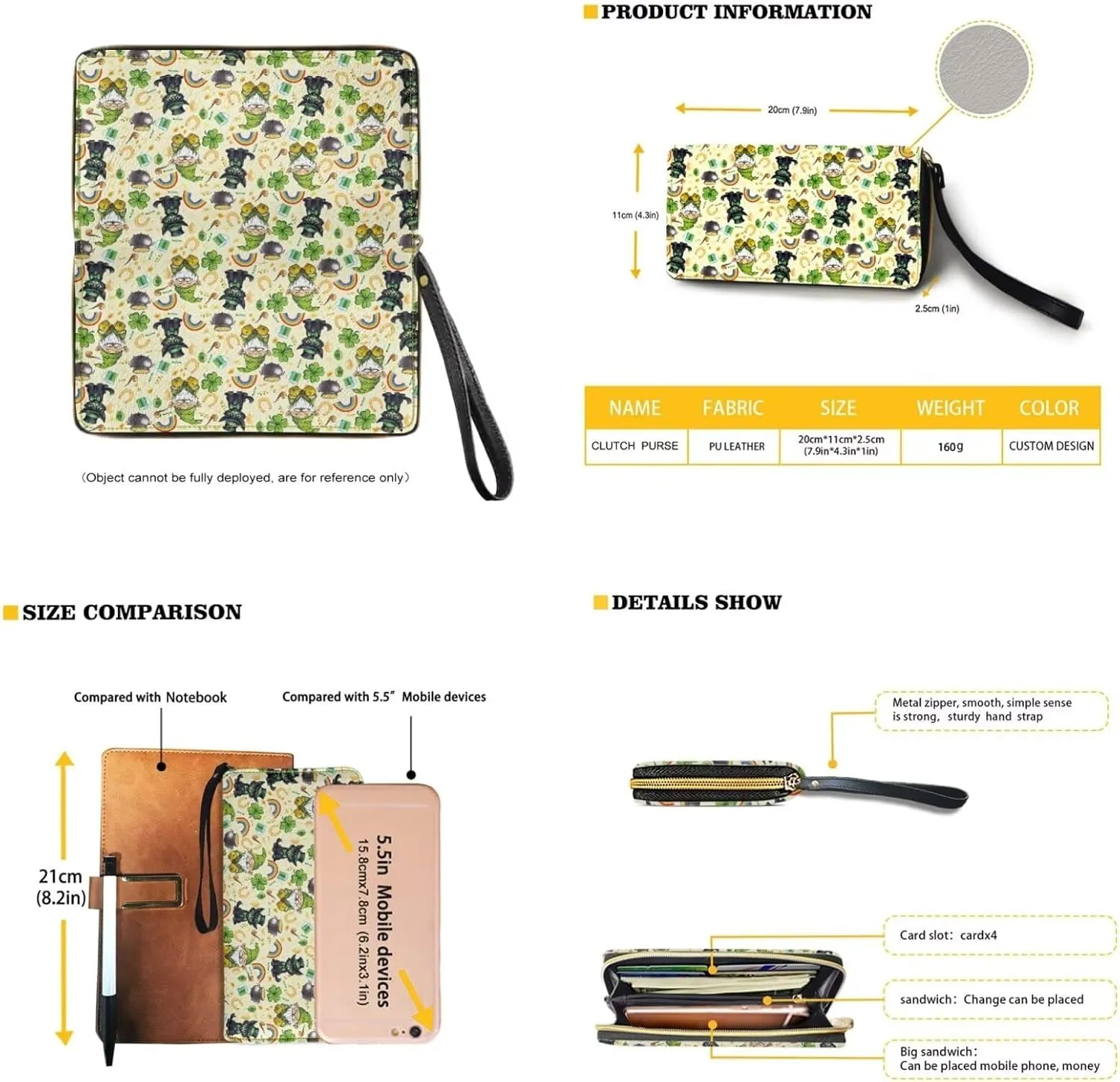 FOR U DESIGNS St. Patrick's Day Green Leaves Crossbody Bags for Women Leather Shoulder Handbags Matching Wallet Set