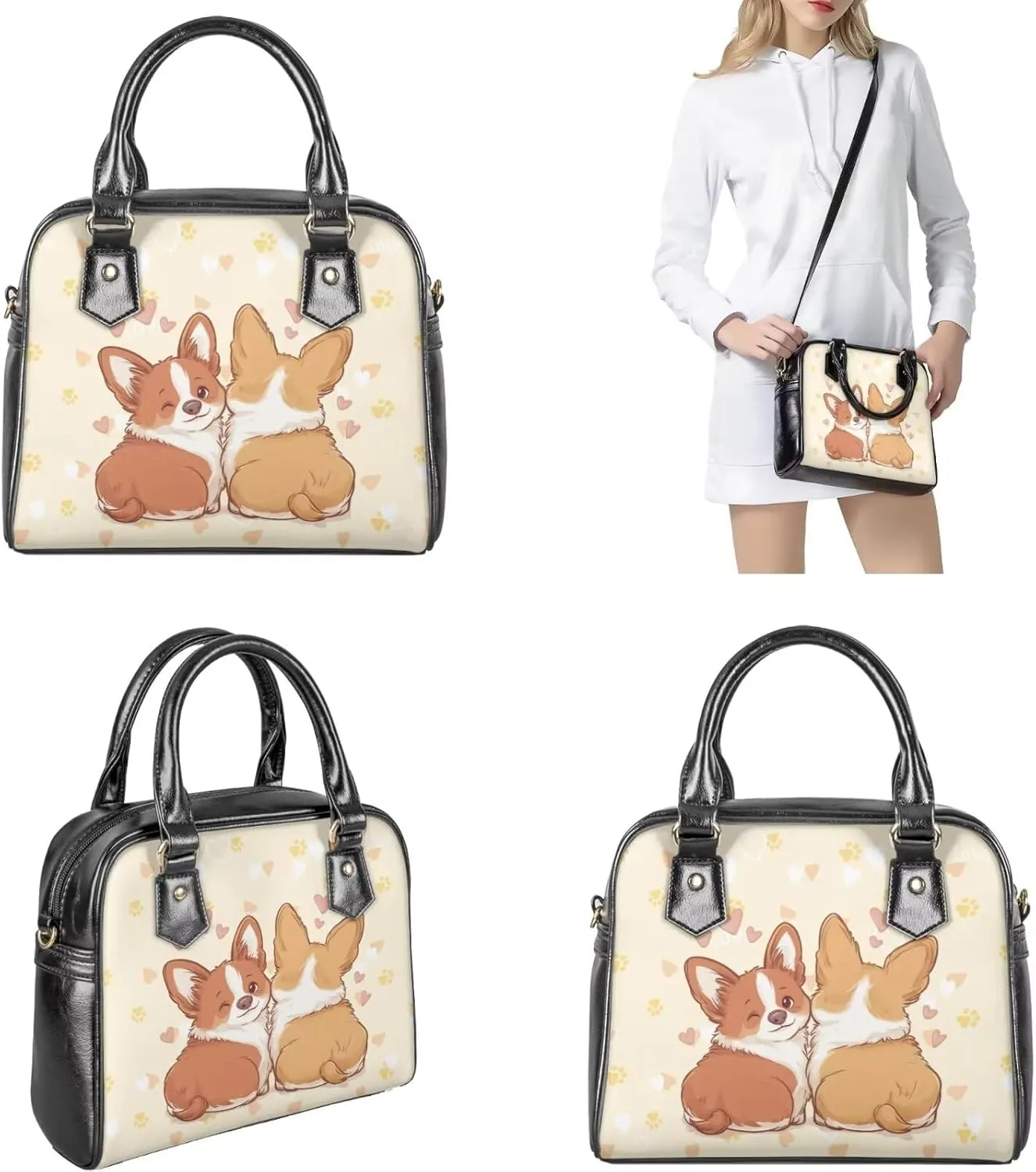 FOR U DESIGNS Women's Wristlet Handbags Top Handle Travel Crossbody Shoulder Tote Purses Sets Valentine's Day Bucket Bag