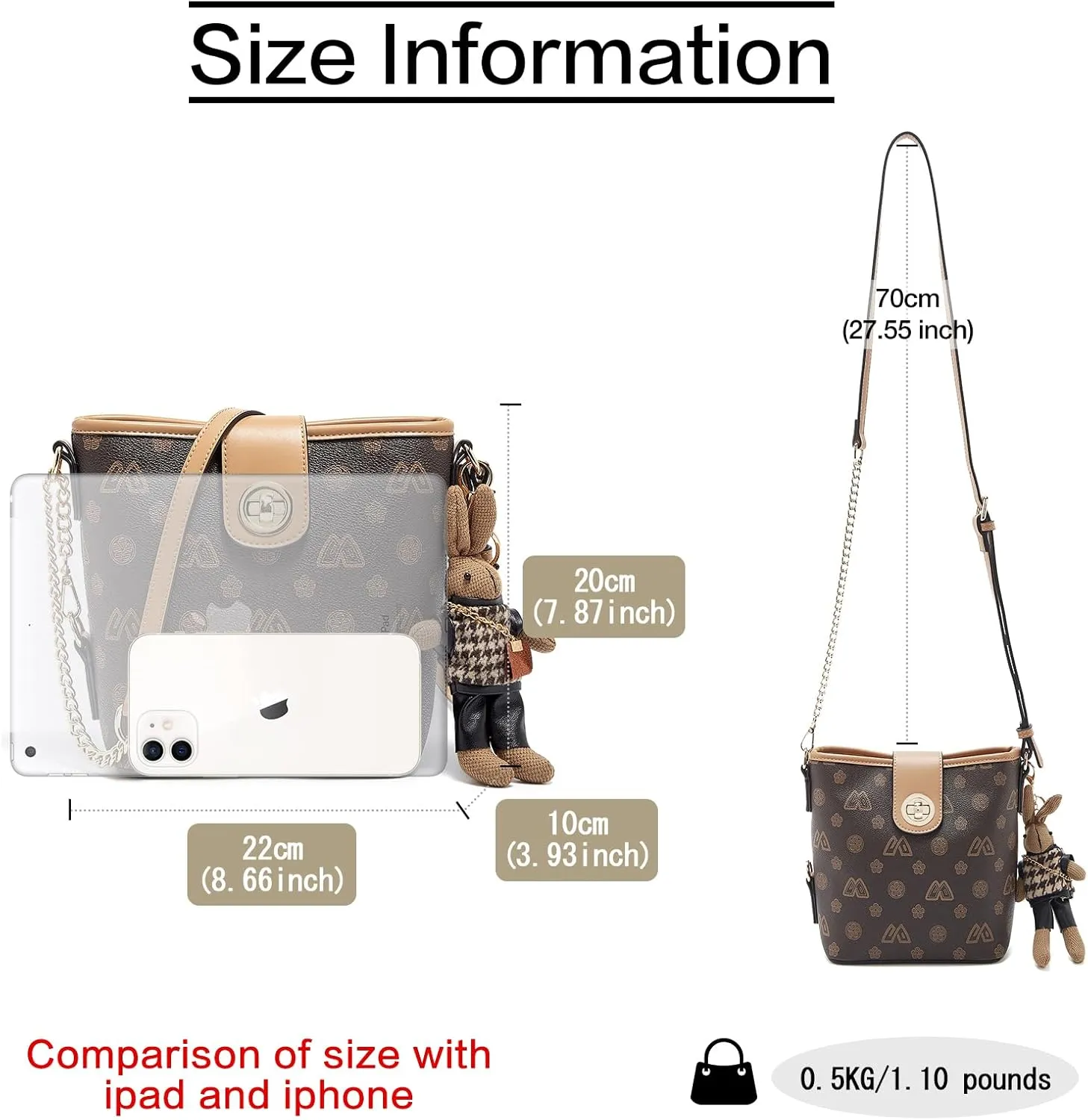 FOXLOVER PVC Crossbody Bags for Women Doll Hanging Decoration Small Top-handle Purses Lightweight