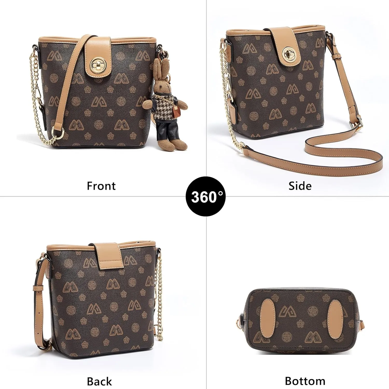 FOXLOVER PVC Crossbody Bags for Women Doll Hanging Decoration Small Top-handle Purses Lightweight