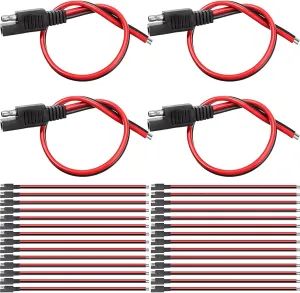 Frienda 14 AWG Connectors Cable Compatible with SAE 30cm 2 Pin Single Plug Disconnect Power Automotive Extension Cable for Motorcycles Cars Charger(16 Pieces)