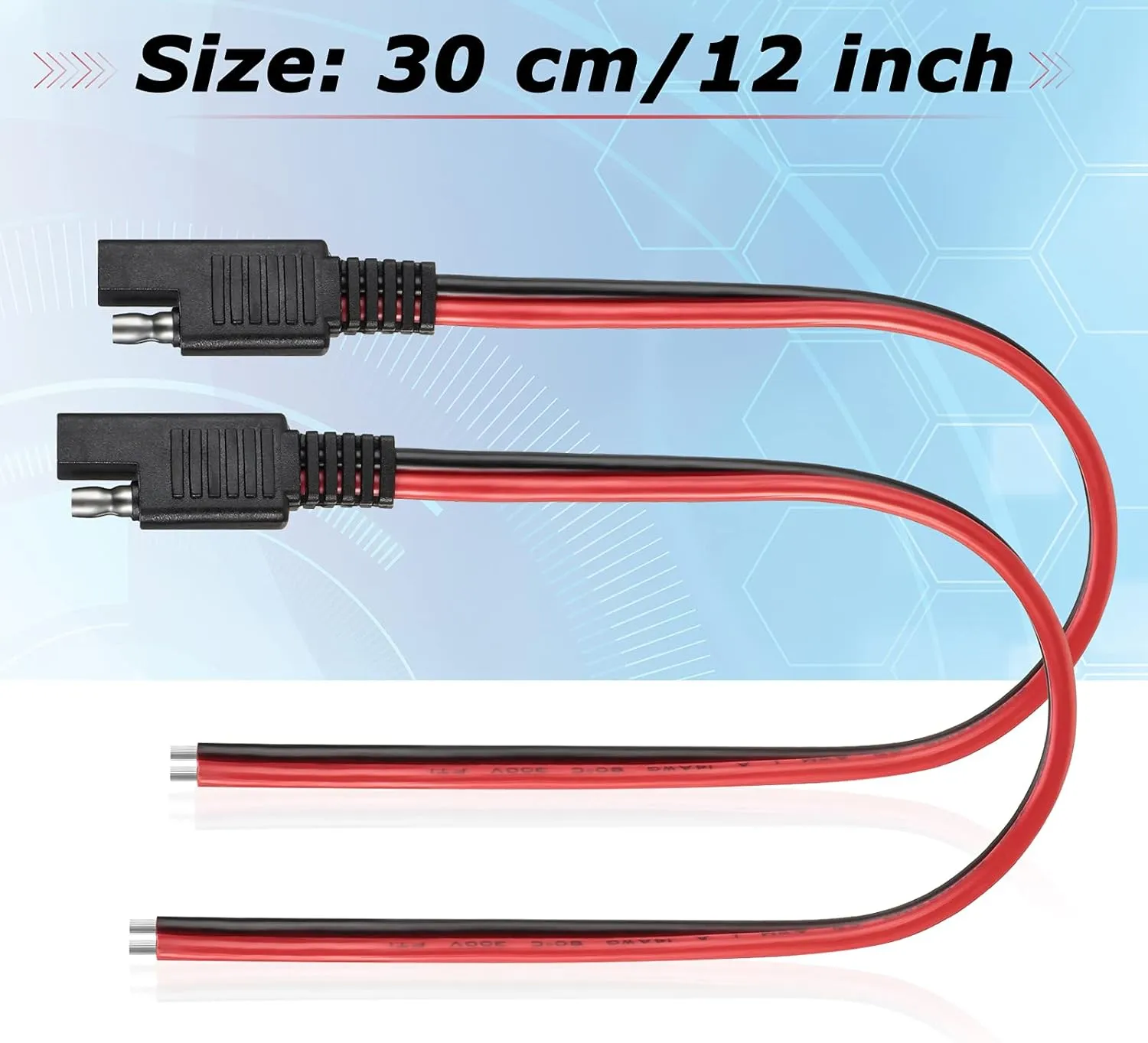 Frienda 14 AWG Connectors Cable Compatible with SAE 30cm 2 Pin Single Plug Disconnect Power Automotive Extension Cable for Motorcycles Cars Charger(16 Pieces)