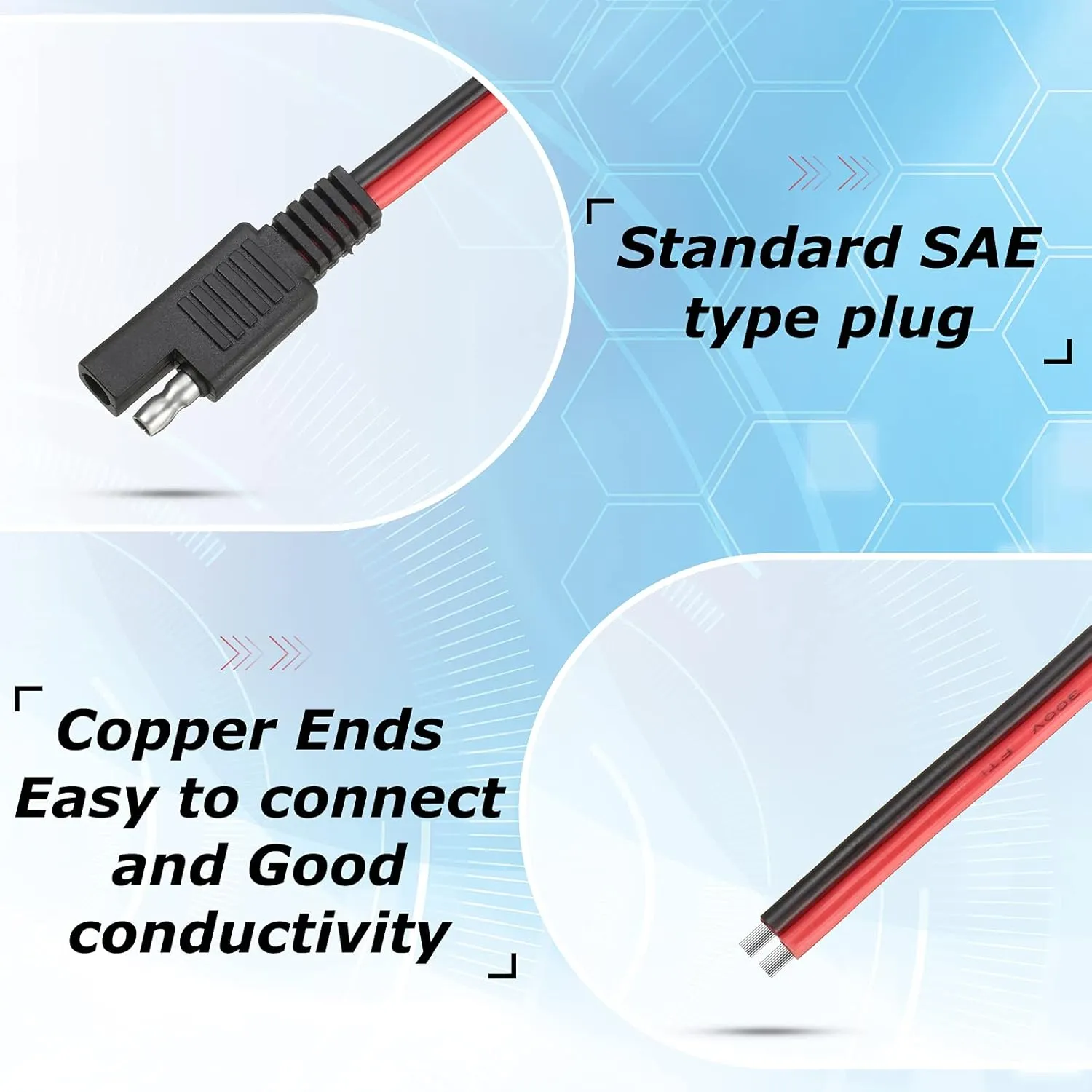 Frienda 14 AWG Connectors Cable Compatible with SAE 30cm 2 Pin Single Plug Disconnect Power Automotive Extension Cable for Motorcycles Cars Charger(16 Pieces)