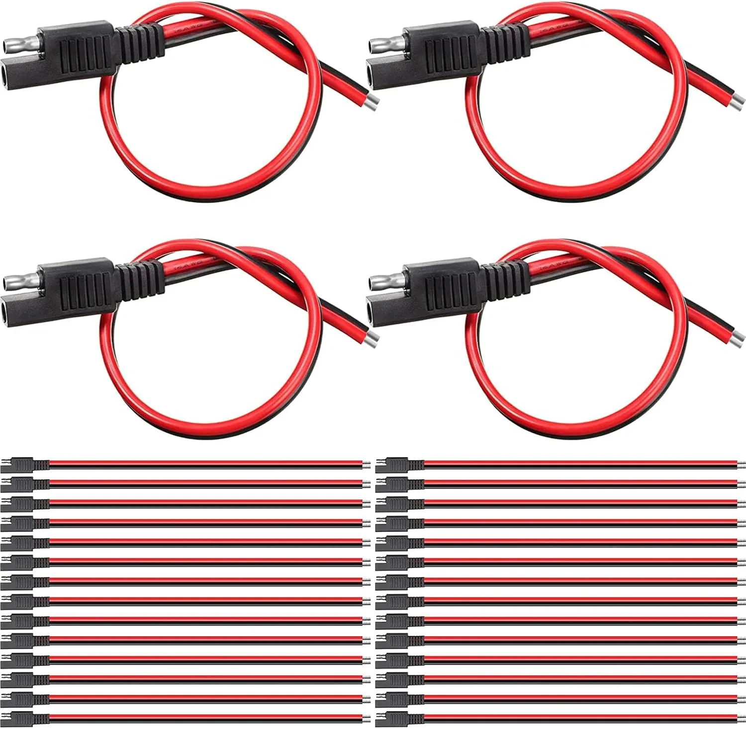 Frienda 14 AWG Connectors Cable Compatible with SAE 30cm 2 Pin Single Plug Disconnect Power Automotive Extension Cable for Motorcycles Cars Charger(16 Pieces)