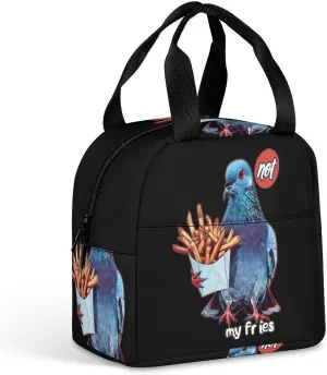 Funny Pigeon Fries Reusable Lunch Bag Insulated Tote Box Cooler Food Handbags Case For Women Men 22 * 20 * 13cm