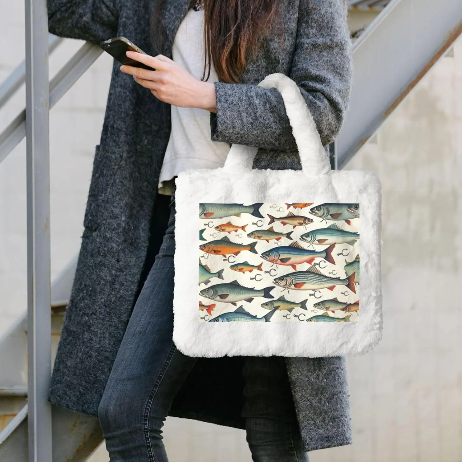 Furry Purse, Fluffy Tote Bag for Women Winter Faux Fur Bag Fuzzy Purse and Handbags