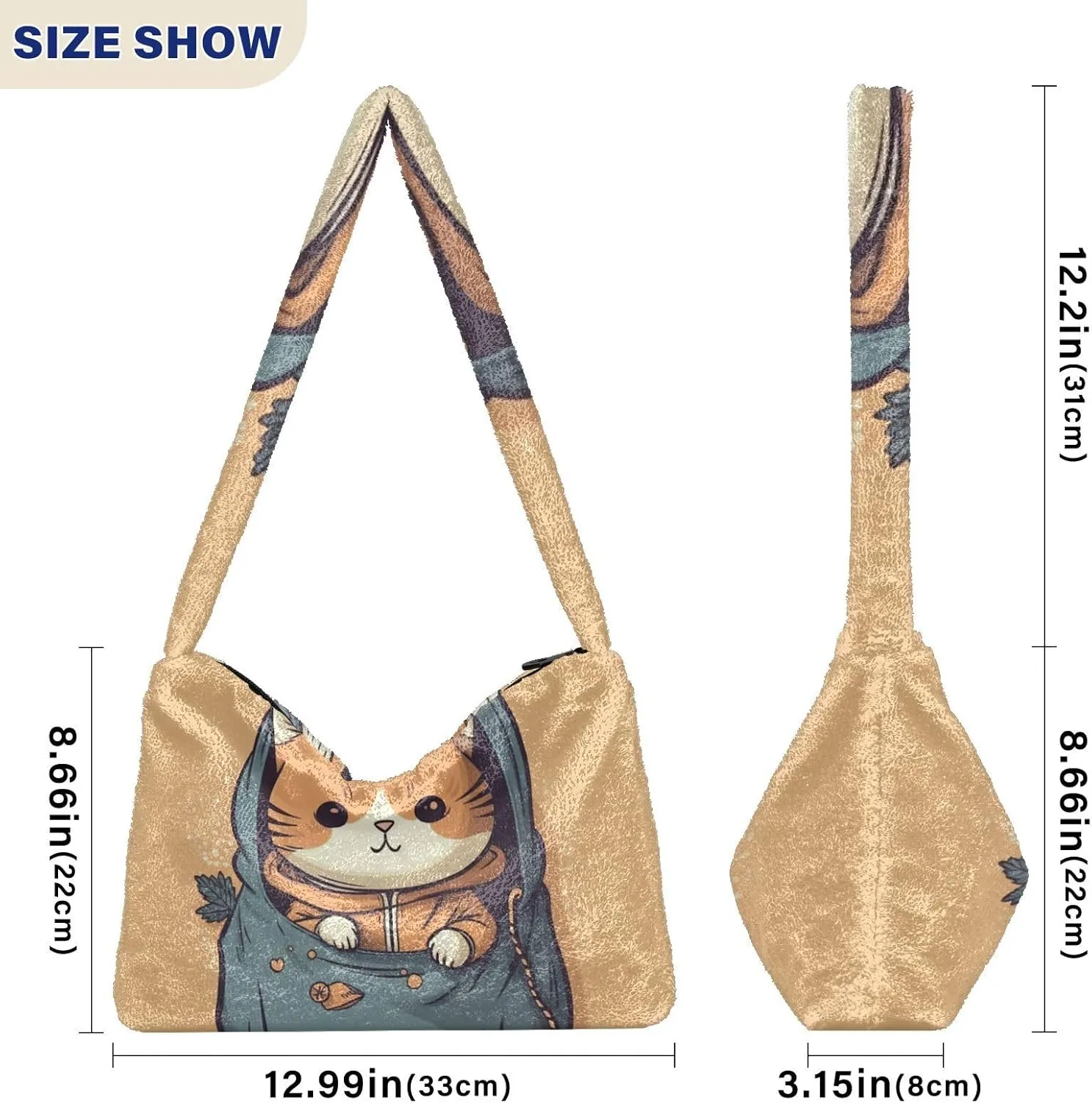 GAIGEO Cute Kitten Hiding in the Pocket Women's Bag, Medium Size Shoulder Bag, Womens Outdoor Bag