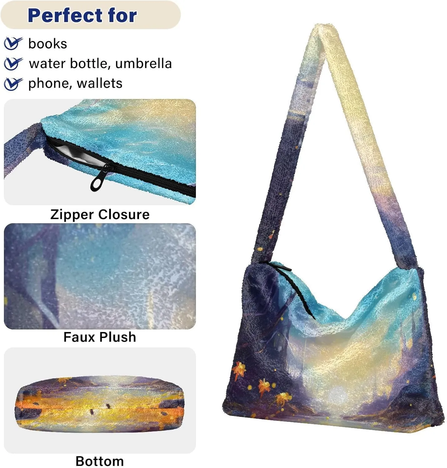 GAIGEO Fantasy World Flower Sea Shoulder Bag, Handbag Shoulder Bag, Crossbody Bookbag for Women