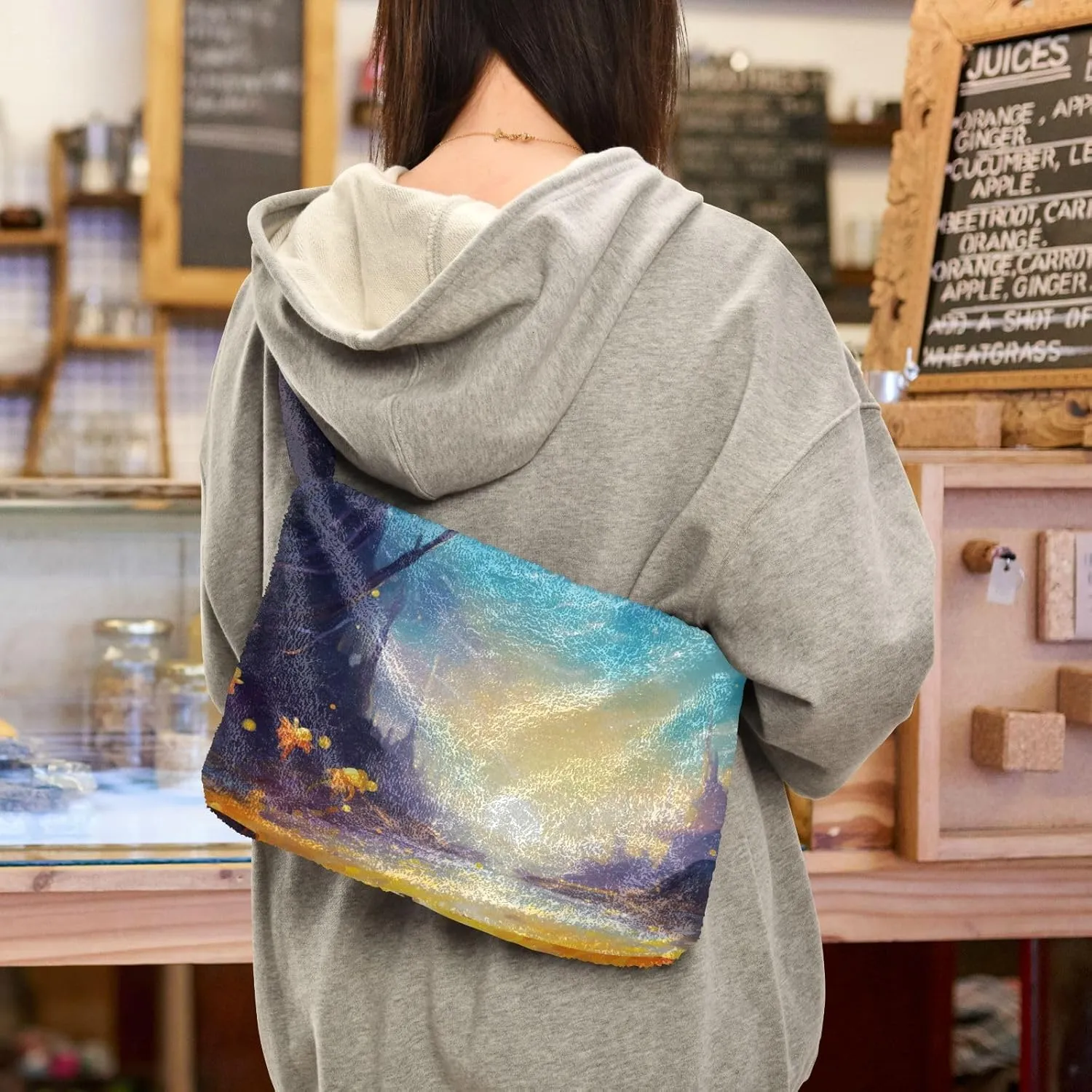 GAIGEO Fantasy World Flower Sea Shoulder Bag, Handbag Shoulder Bag, Crossbody Bookbag for Women