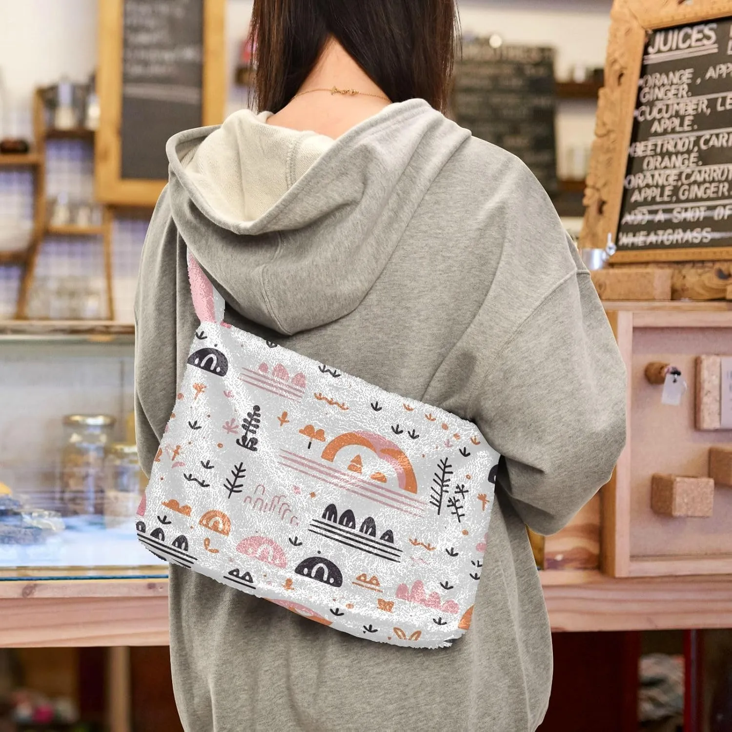 GAIGEO Hello Bear Orange Fruit Flower Bike Women Handbags Shoulder Bag, Lightweight Shoulder Bag, Womens Outdoor Bag