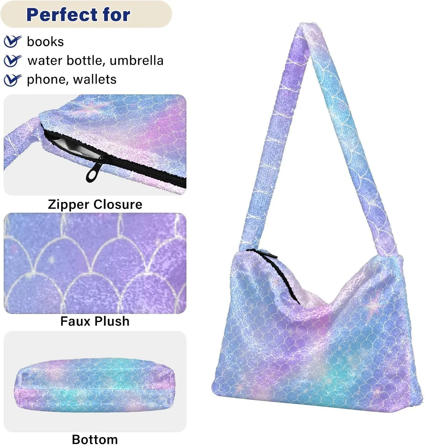 GAIGEO Kawaii Mermaid Rainbow Women's Shoulder Bag, Woman Handbags, Autumn Handbags