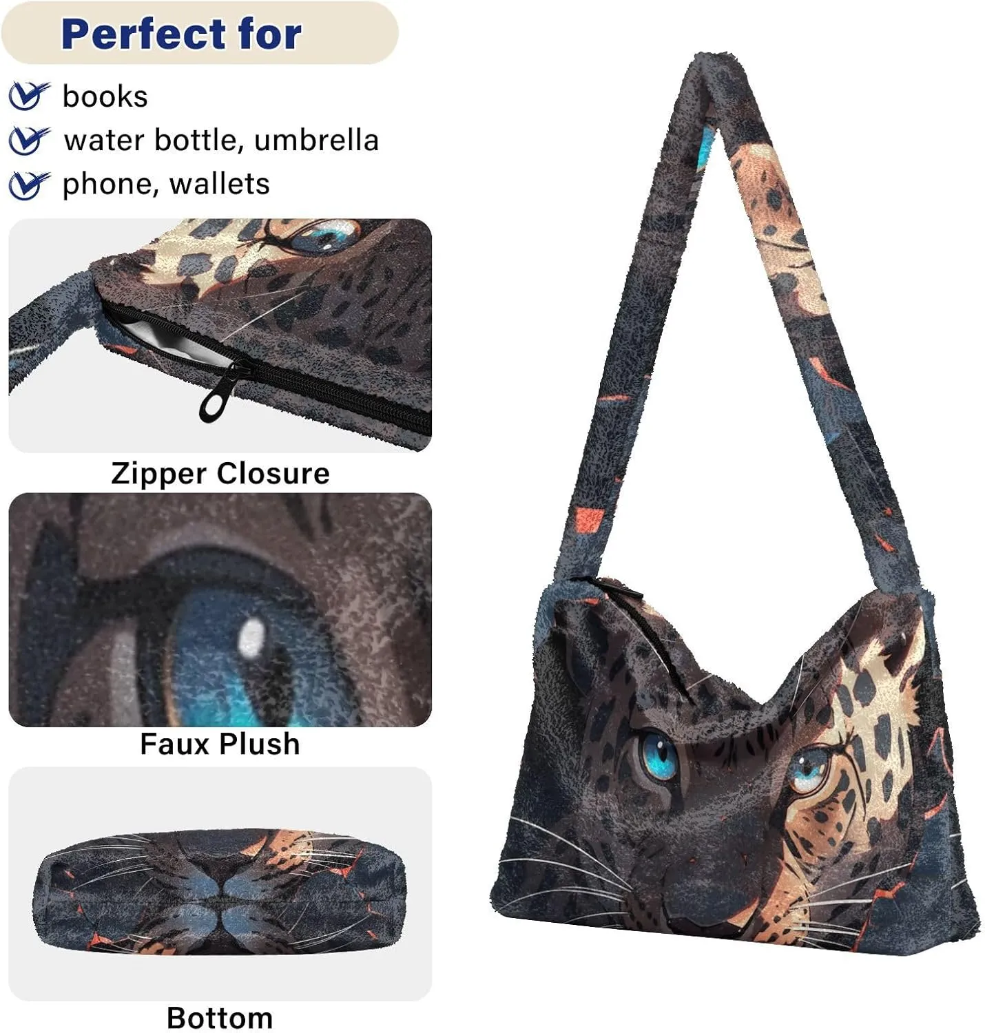 GAIGEO Little Bear Behind the Broken Wall Womens Shoulder Bag, Shoulder Bag with Pocket, Lightweight Handbags for Women