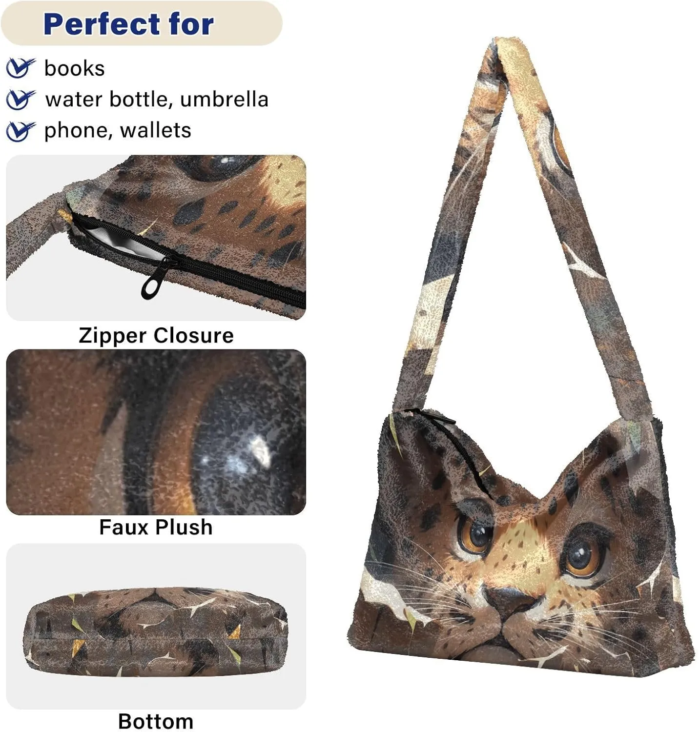 GAIGEO Little Bear Behind the Broken Wall Womens Shoulder Bag, Shoulder Bag with Pocket, Lightweight Handbags for Women