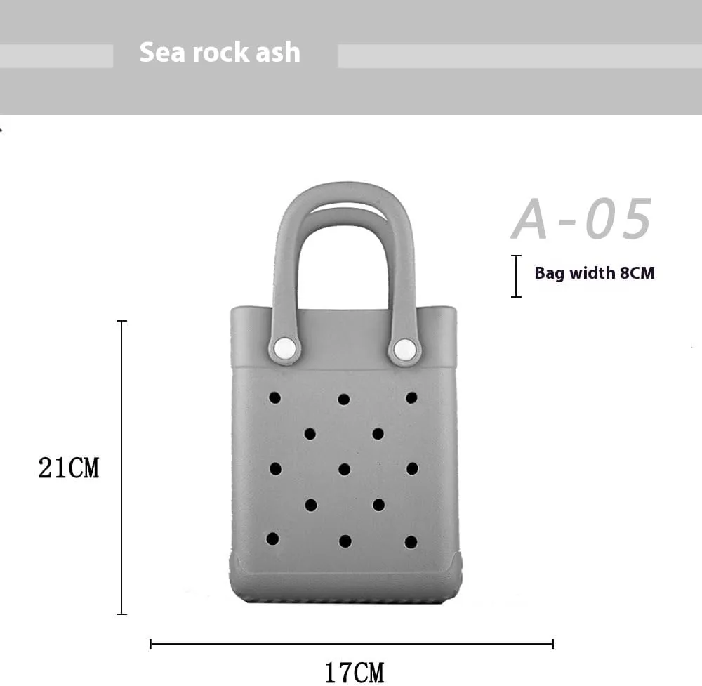 GBB Rubber Beach Bag X-Small Beach Tote Bag Waterproof Mini Tote Bag for the Beach Boat Pool Sports Travel Bag Open Handbag