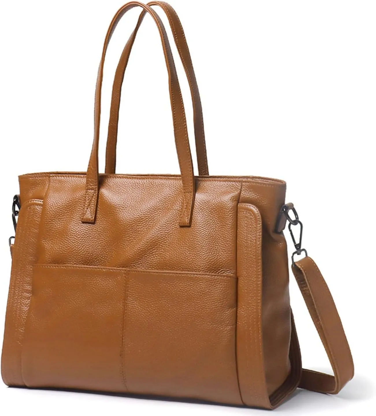 Genuine Leather Purses Handbags for Women Top Handle Soft Tote Shoulder Bag, Brown