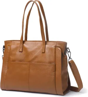 Genuine Leather Purses Handbags for Women Top Handle Soft Tote Shoulder Bag, Brown