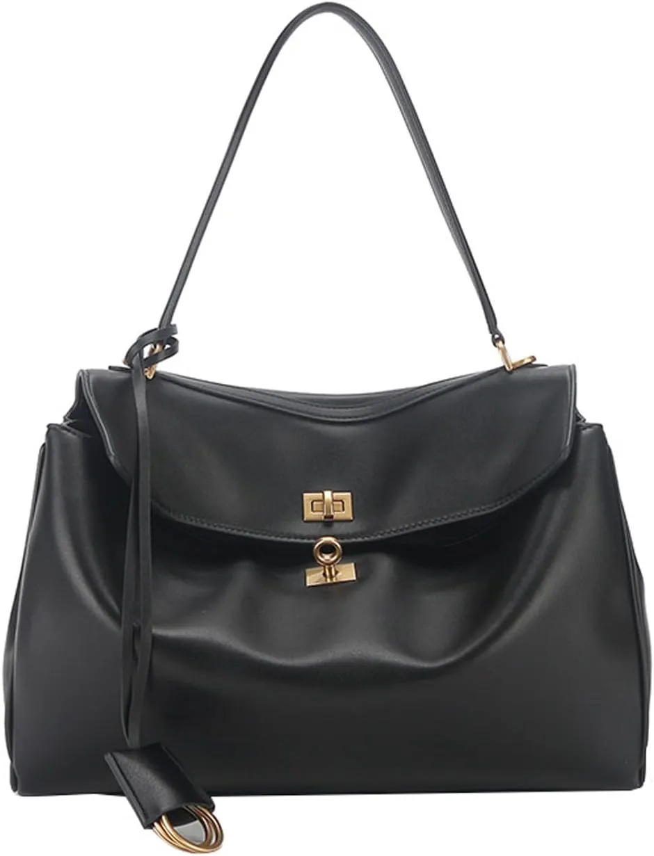 Genuine Leather Women's Shoulder Bag,Fashion Travel Bag, Retro Large Crossbody Travel Work Bag Purse