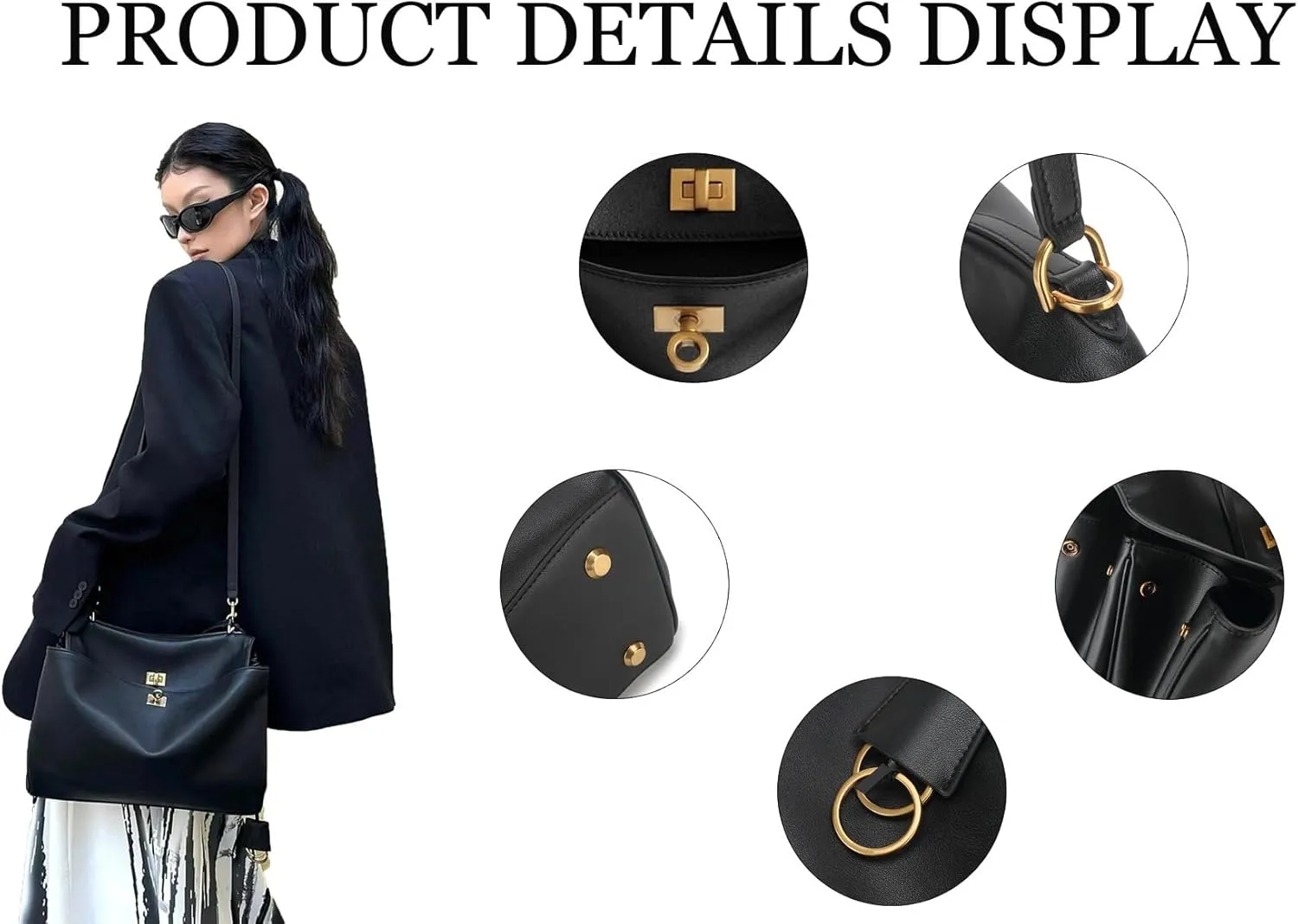 Genuine Leather Women's Shoulder Bag,Fashion Travel Bag, Retro Large Crossbody Travel Work Bag Purse