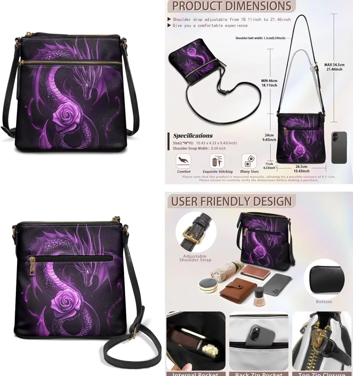 GIFTPUZZ Purse and Wallet Set for Women Ladies Hobo Bag Crossbody Bags Leather Shoulder Bag Valentine's Day Gifts