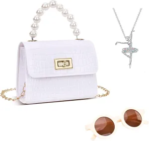 Girls Purse Little Girls Toddler Crossbody Purse Kids Shoulder Bag Princess Handbags with Sunglass