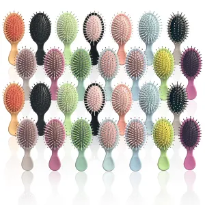 Goiio 28 Pieces Mini Hair Brush Set, Soft Bristles Detangling Brush for Wet & Dry Hair, Travel Detangler for Most Hair Types, Multicolor