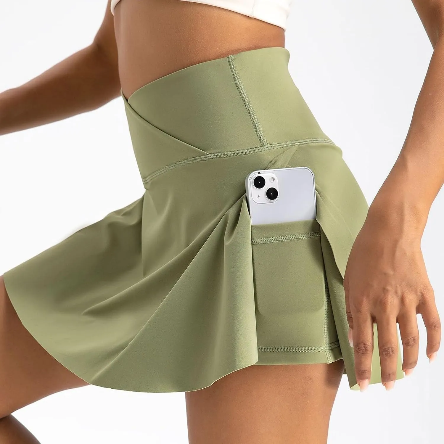 Golf Skirts for Women with Shorts Tummy Control Crossover High Waisted Skirts Casual Wrap Flowy Cute Mini Skirt Y2k