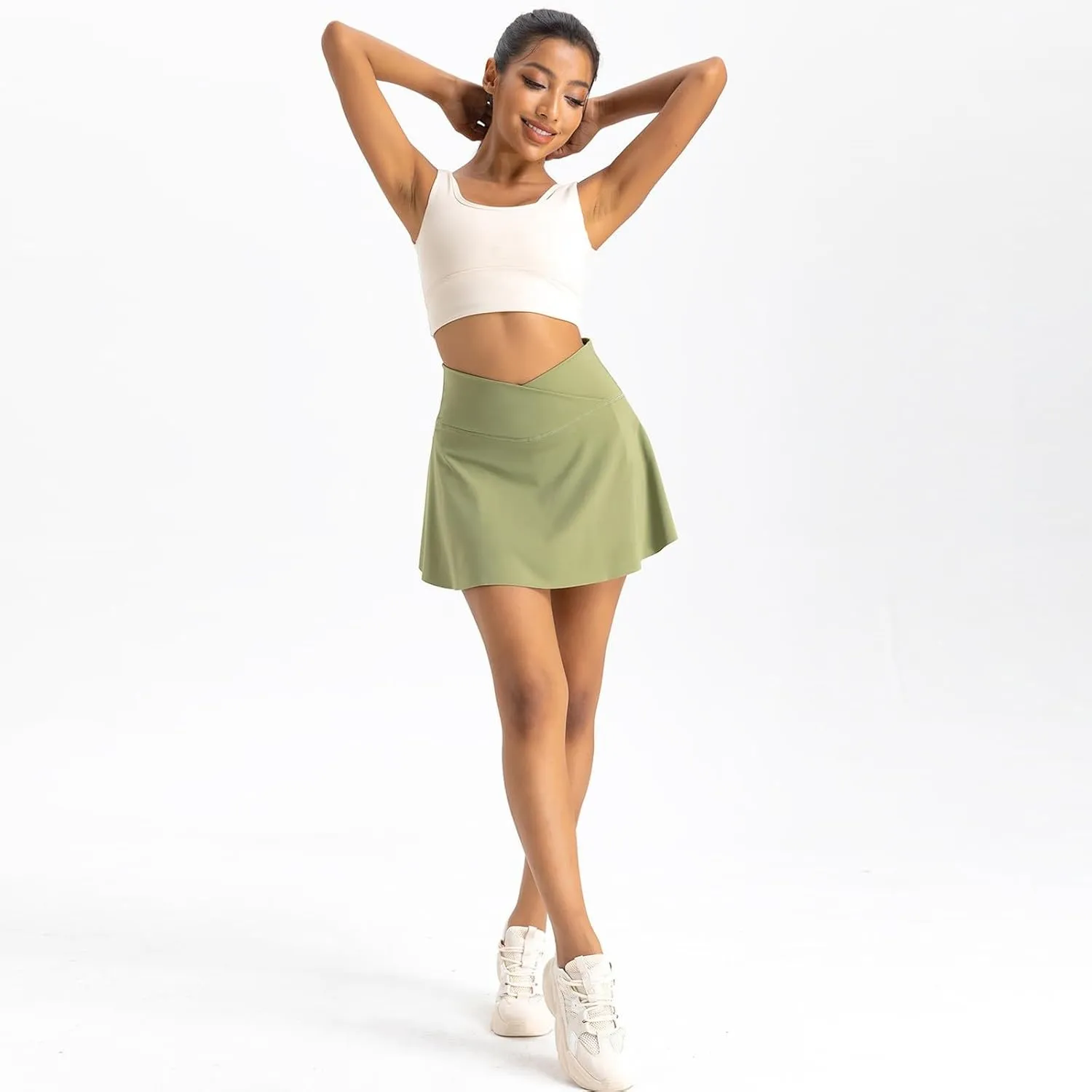 Golf Skirts for Women with Shorts Tummy Control Crossover High Waisted Skirts Casual Wrap Flowy Cute Mini Skirt Y2k