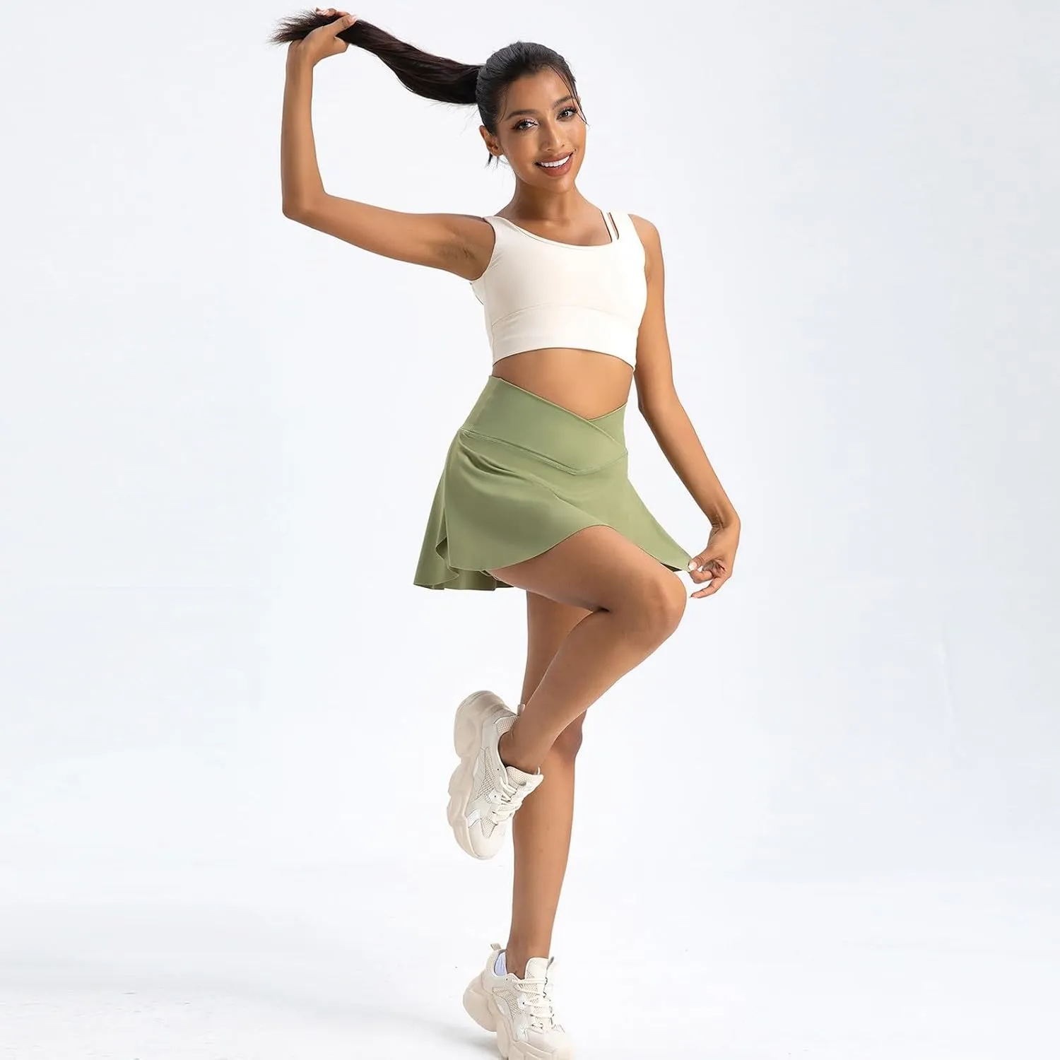 Golf Skirts for Women with Shorts Tummy Control Crossover High Waisted Skirts Casual Wrap Flowy Cute Mini Skirt Y2k