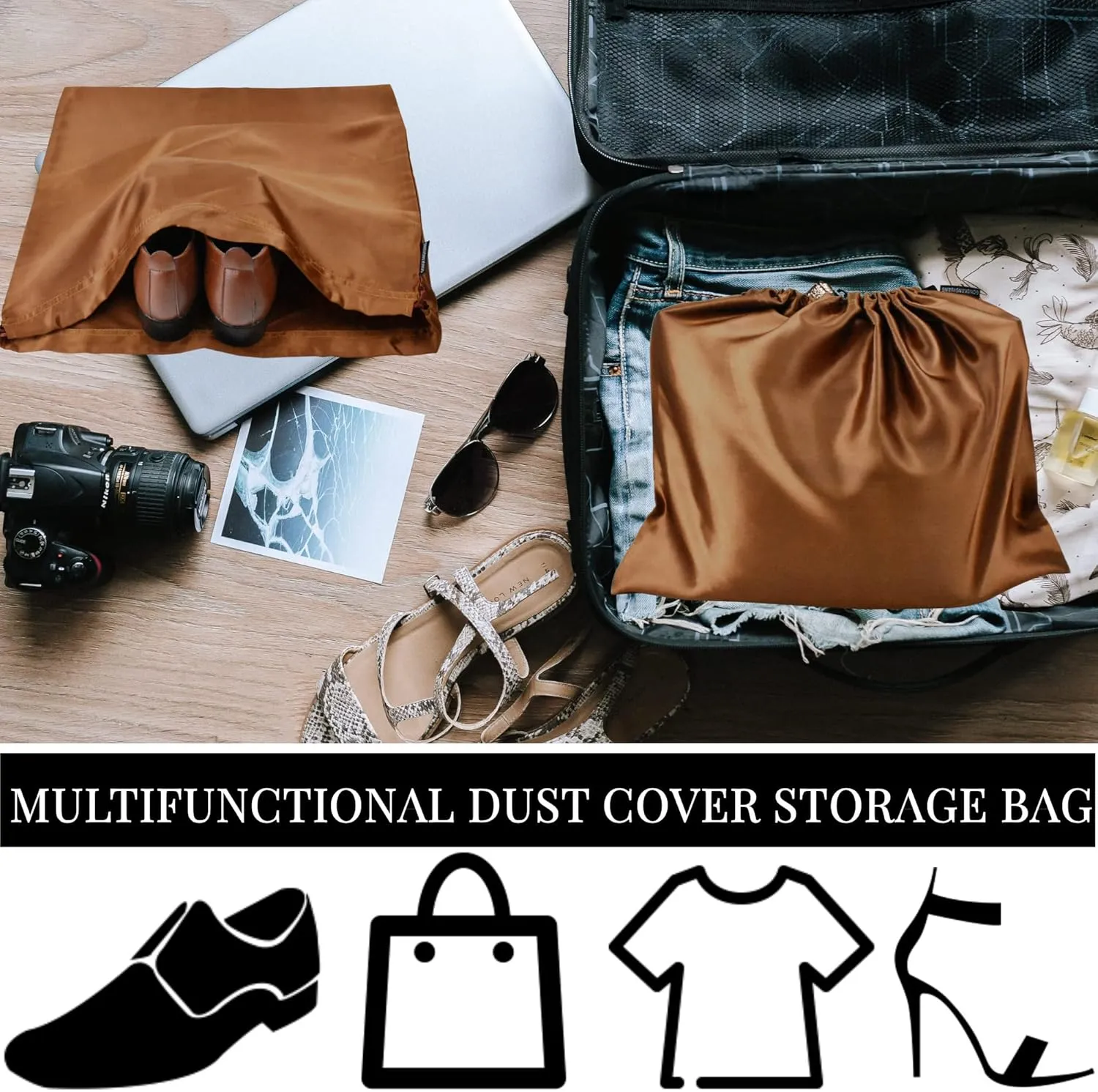 GONGKANGYUAN 30 Pack Dust Bags for Handbags Travel Storage Pouch, Silk Handbag Dust Cover Bags for Purses Pocketbooks Shoes Boots
